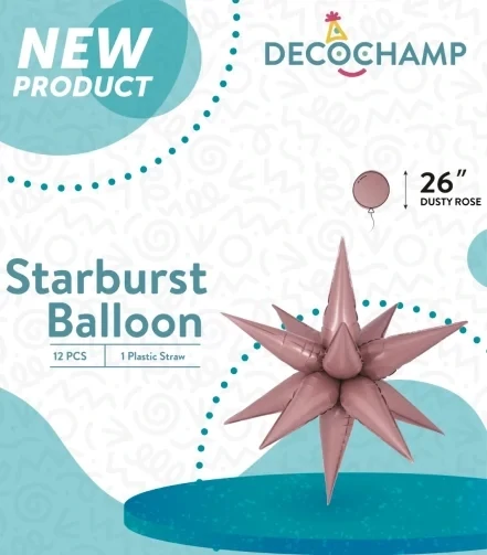 Starburst 3D Foil Balloon 26" Large Dusty Rose