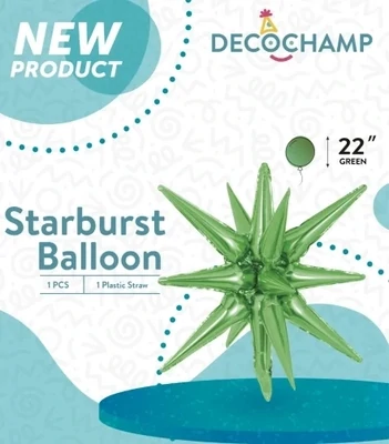 Starburst 3D Foil Balloon 22" Small Green