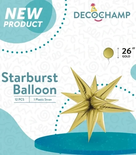 Starburst 3D Foil Balloon 26" Large Gold