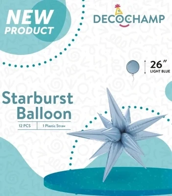 Starburst 3D Foil Balloon 26" Large Light Blue
