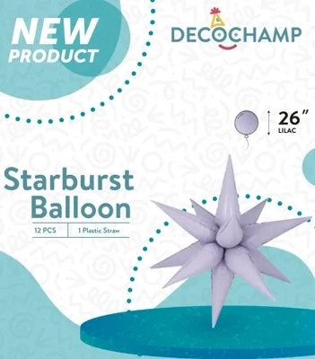 Starburst 3D Foil Balloon 26" Large Lilac