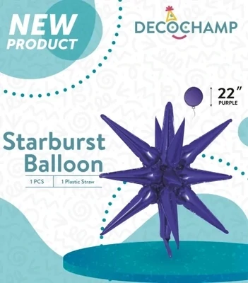 Starburst 3D Foil Balloon 22" Small Purple