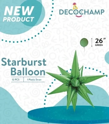 Starburst 3D Foil Balloon 26" Large Green