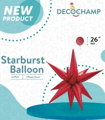 Starburst 3D Foil Balloon 26" Large Red