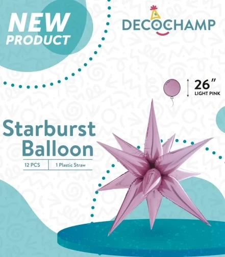 Starburst 3D Foil Balloon 26" Large Light Pink