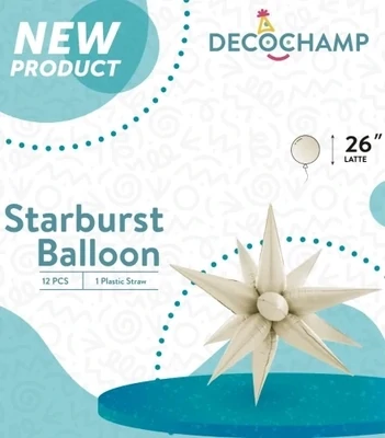Starburst 3D Foil Balloon 26" Large Latte