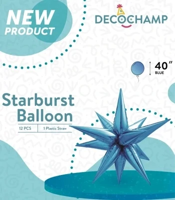 Starburst 3D Foil Balloon 40" Jumbo Blue