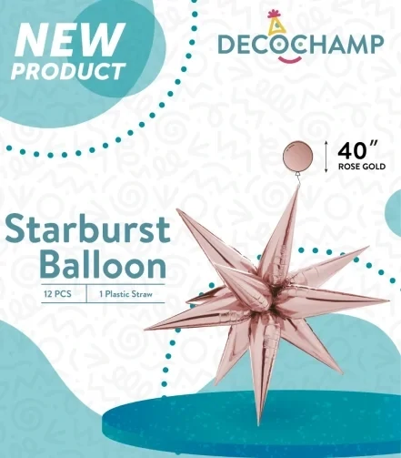 Starburst 3D Foil Balloon 40" Jumbo Rose Gold