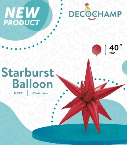 Starburst 3D Foil Balloon 40" Jumbo Red