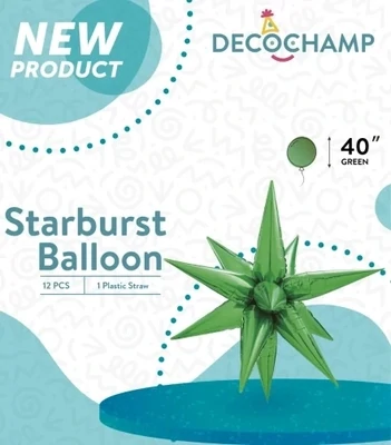 Starburst 3D Foil Balloon 40" Jumbo Green