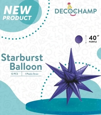Starburst 3D Foil Balloon 40" Jumbo Purple