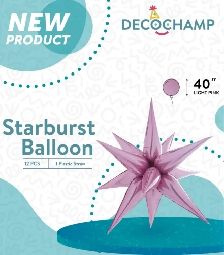 Starburst 3D Foil Balloon 40" Jumbo Light Pink