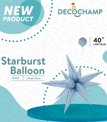Starburst 3D Foil Balloon 40" Jumbo Light Blue