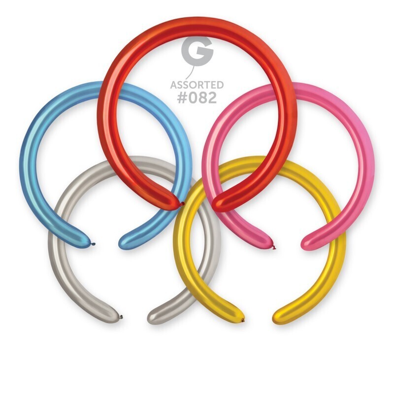 2 2" Solid Balloon Metallic Assorted Twisting Balloon