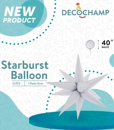 Starburst 3D Foil Balloon 40" Jumbo White