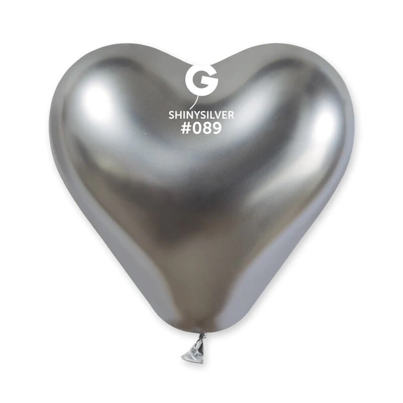 12 Shiny silver heart shaped latex balloon