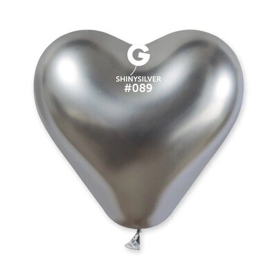 12" Shiny Silver Latex Balloon Heart