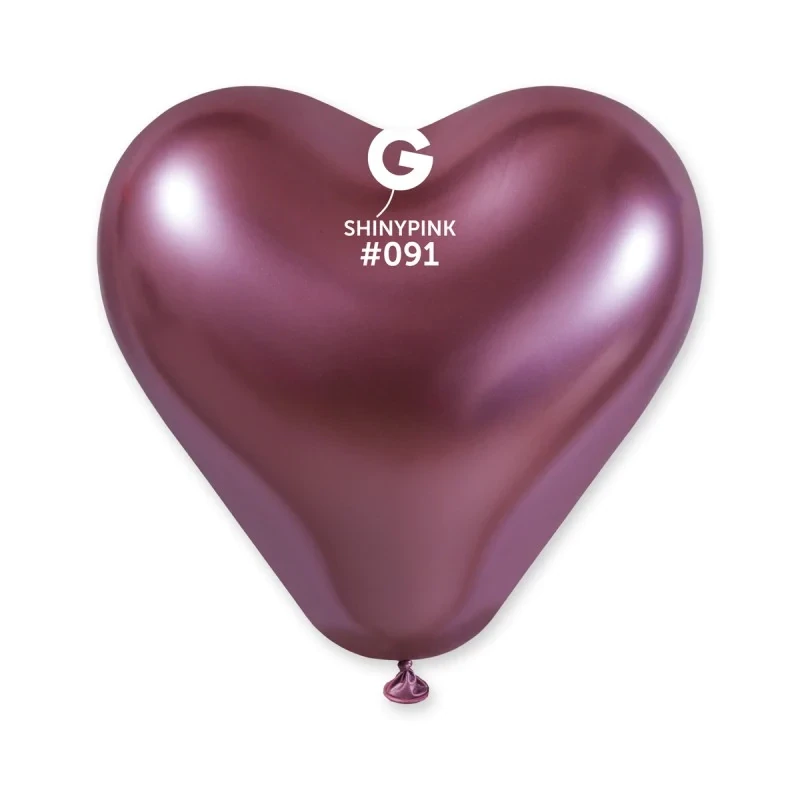Shiny pink heart shaped latex balloon