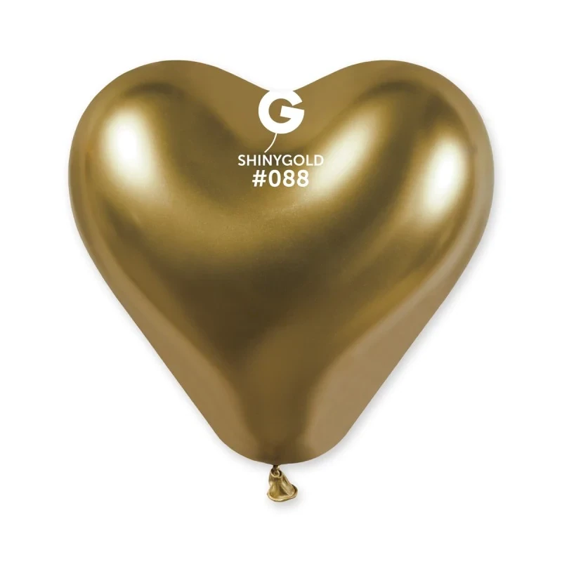 Shiny gold heart shaped latex balloon