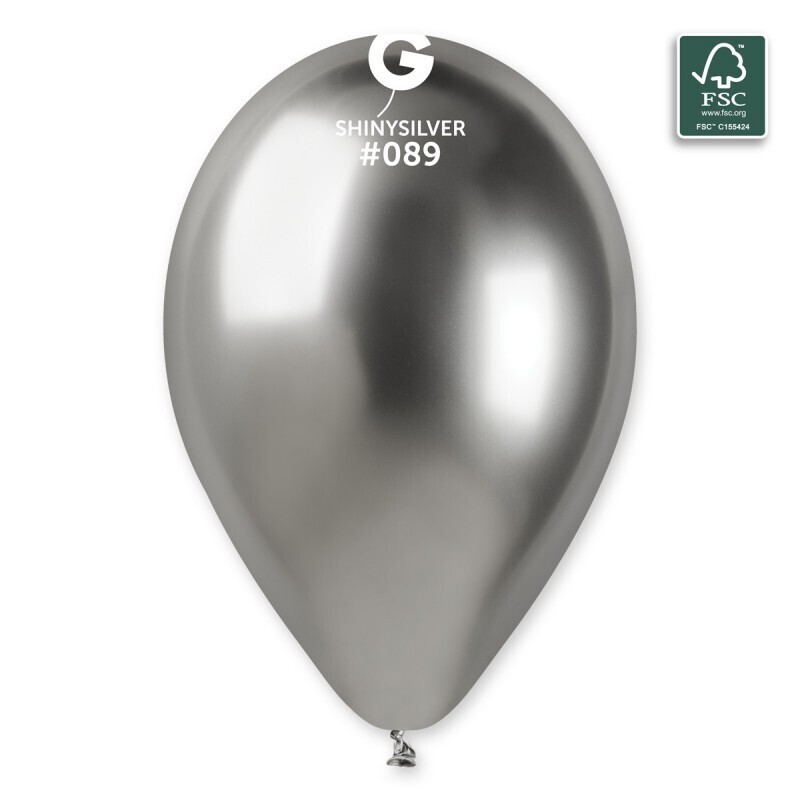 13&quot; Latex Balloon- Shiny Silver #089