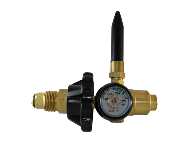 Balloon inflator with tilt valve and pressure gauge