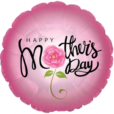17 17" Happy Mother's Day Pink Rose Foil Balloon