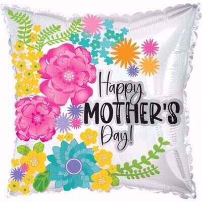 17" Happy Mother's Day Floral Foil Balloon