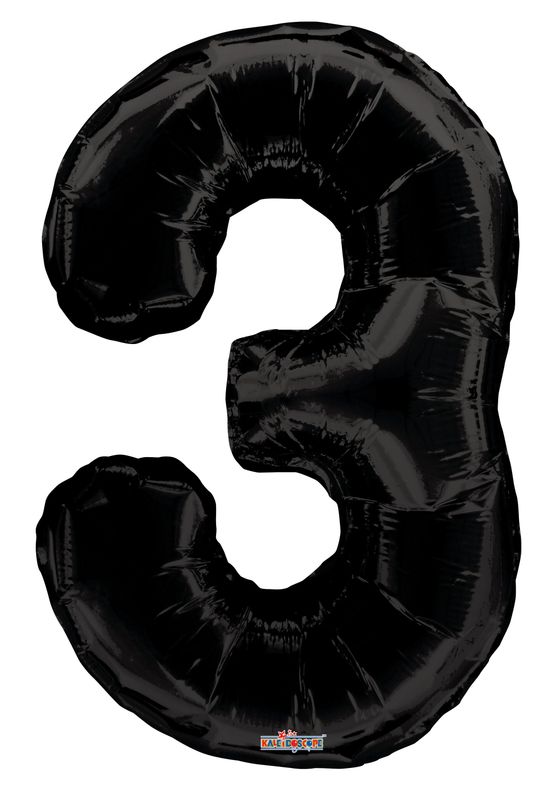 34&quot; Black Foil Number &quot;3&quot; Balloon