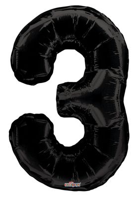34" Black Foil Number "3" Balloon