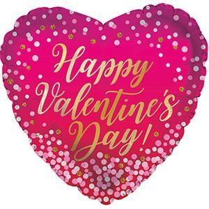 17 17" Happy Valentine's Day Balloon Confetti dots Balloon