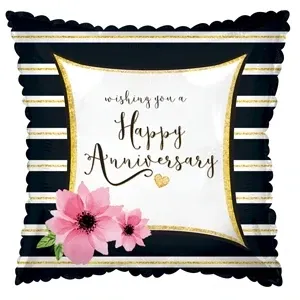 17" Happy Anniversary Stripes  Foil Balloon