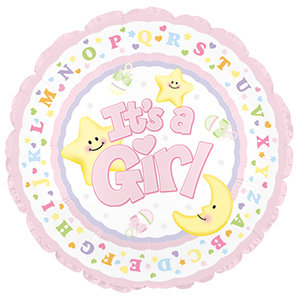 17&quot; It&#39;s A Girl Moon &amp; Stars Foil Balloon