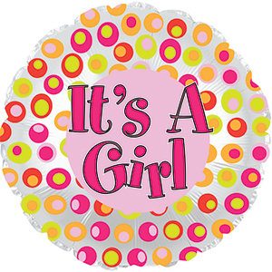 17&quot; It&#39;s A Girl Colorful Dots Foil Balloon