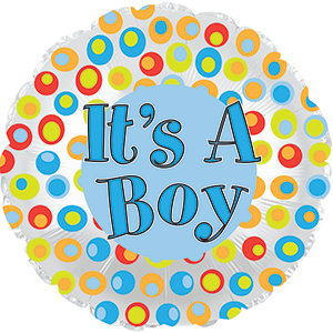 17&quot; It&#39;s A Boy Colorful Dots Foil Balloon