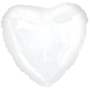 18&quot; White Heart Foil Balloon