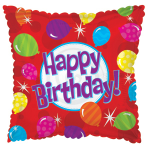 17" Happy Birthday Bright Balloons - foil balloons