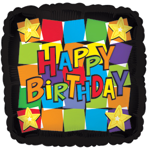 17"Happy Birthday Dancing Squares Foil Balloon