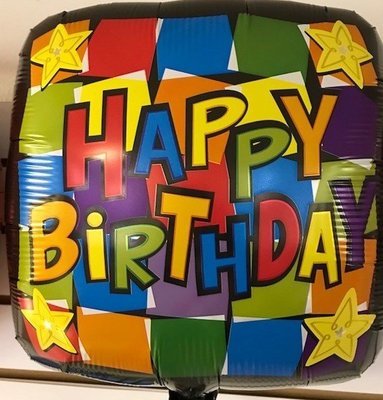 17"Happy Birthday Dancing Squares Foil Balloon