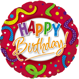 17" Happy Birthday Stripes & Dots Foil Balloons