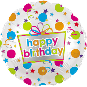 17" Happy Birthday Dots Foil Balloon