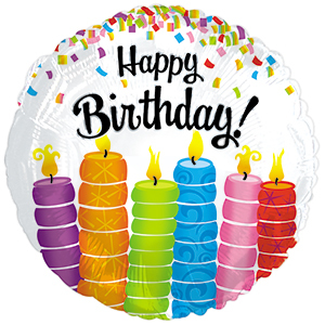 17" Happy Birthday Colorful Candles Foil Balloon