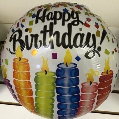 17" Happy Birthday Colorful Candles Foil Balloon