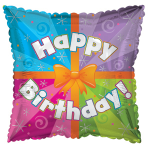 17" Happy Birthday Colorful Present Foil Balloon