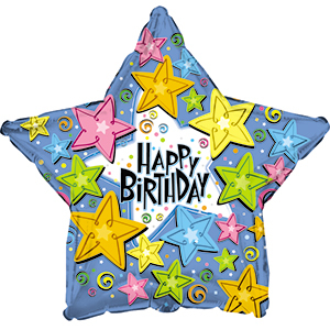 17" Birthday Stars Foil Balloons