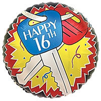 18 18" Happy 16 Car Keys Foil Balloons