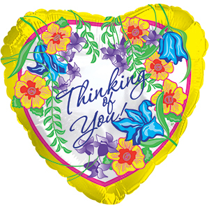 17&quot; Thinking of You Floral Foil Balloon