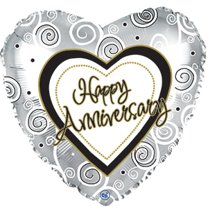 17 17" Anniversary Swirls Foil Balloon