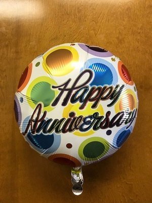 17" Anniversary Dancing Dots Foil Balloon