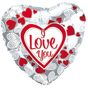 17" I Love You Mosaic Hearts Foil Balloon