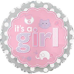 17" It's A Girl Baby Icons Foil Balloon